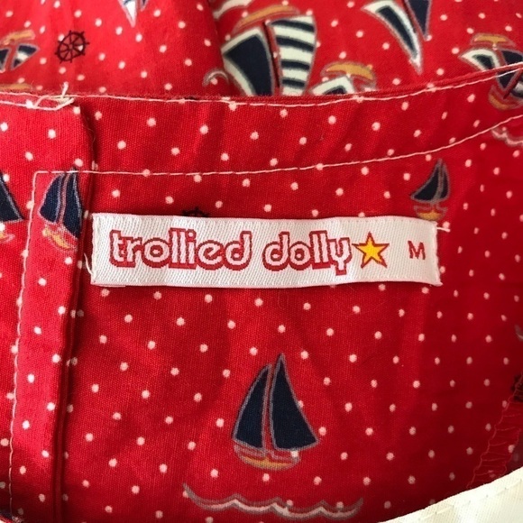 Trollied Dolly Red Sailboat Seaside Dress Medium - Picture 3 of 4